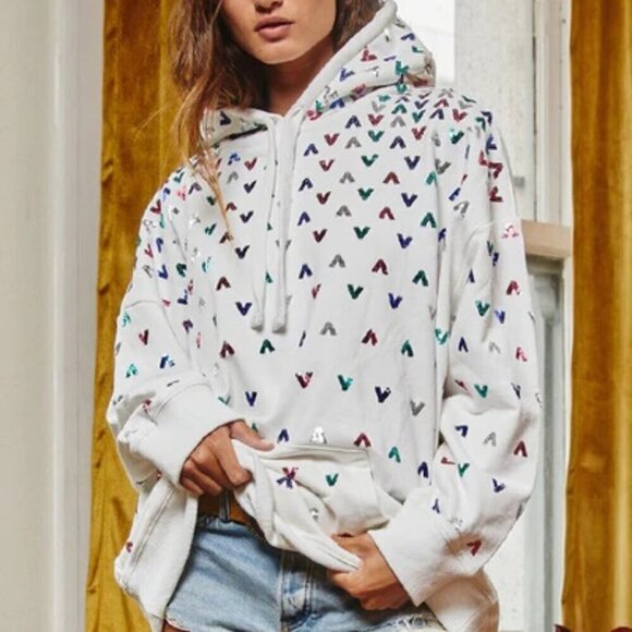 Boutique Sequin Embellished Solid Hoodie Long Sleeve Pullover Black - Picture 10 of 14